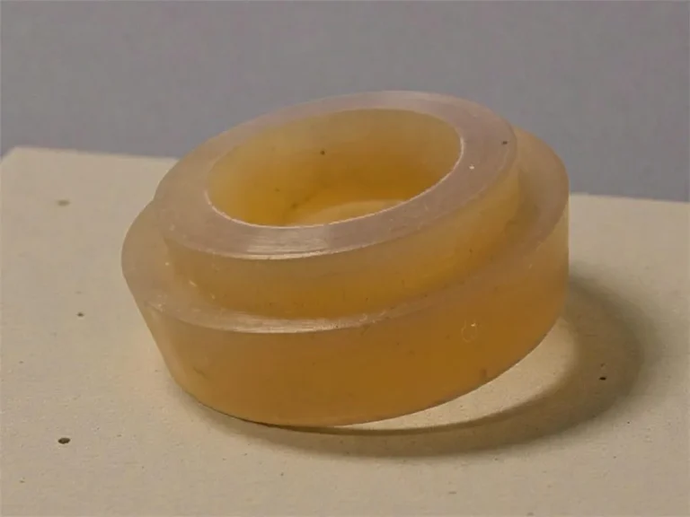 Translucent moulded silicone ring produced from a customer sample