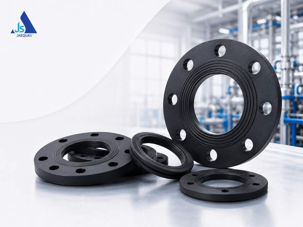 Set of vulcanized rubber flange gaskets in several diameters