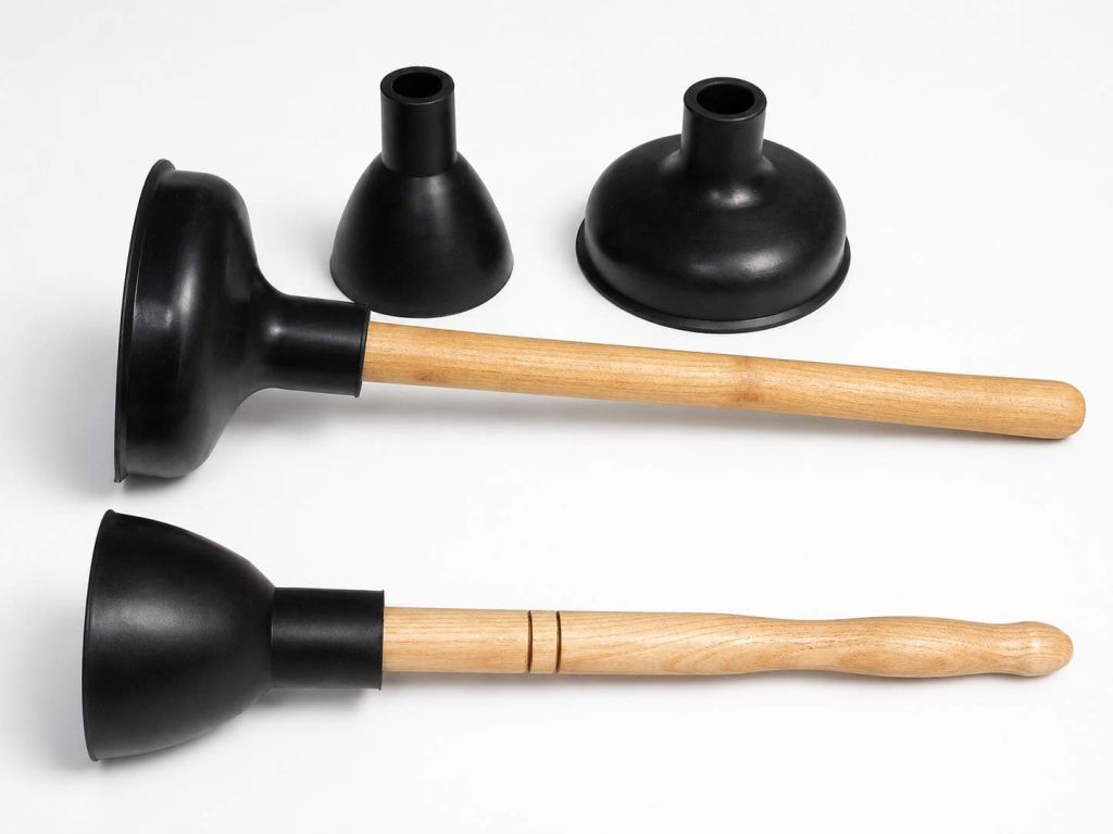 Vulcanized rubber WC plungers with wooden handles