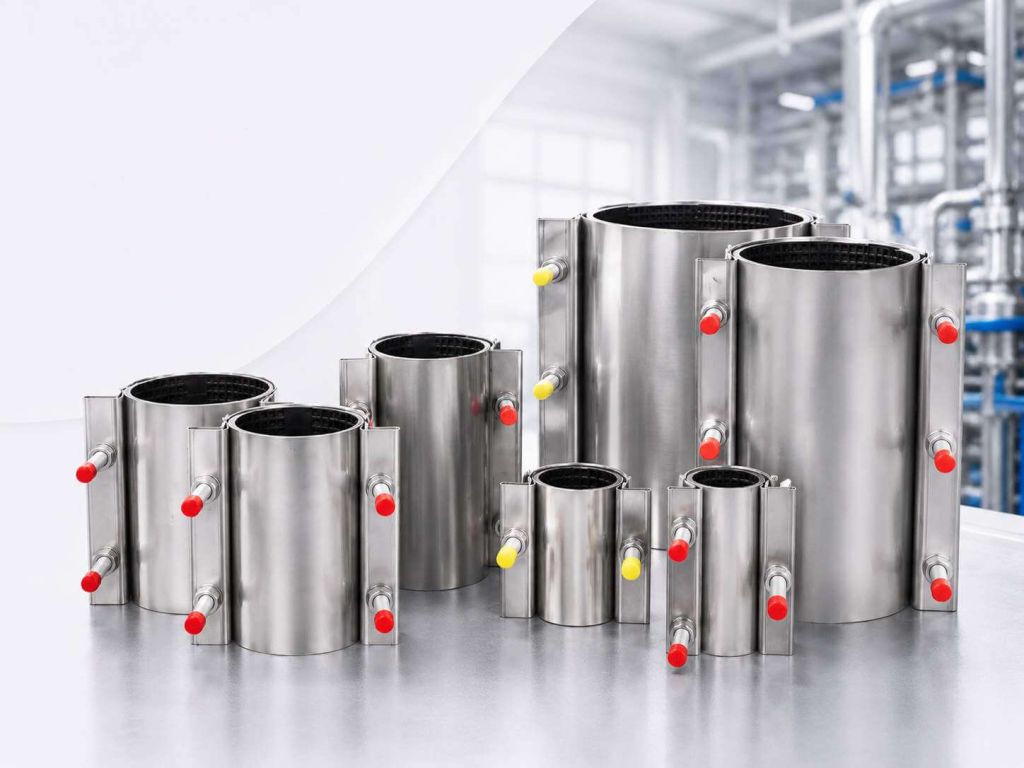 Stainless steel pipe repair clamps in several diameters