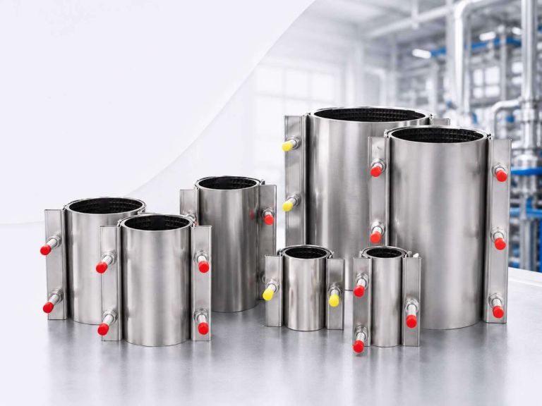 Stainless steel pipe repair clamps in several diameters