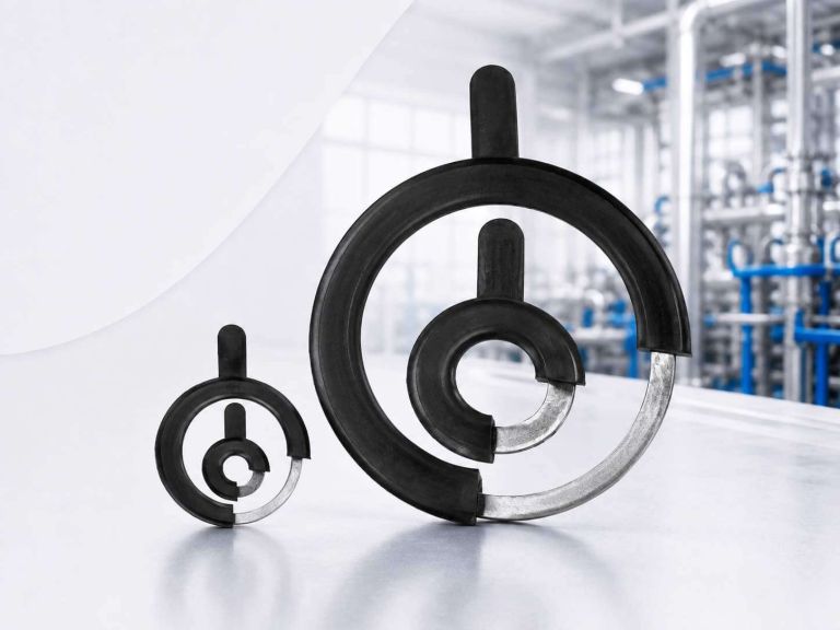 Metal-reinforced vulcanized rubber flange gaskets in three diameters