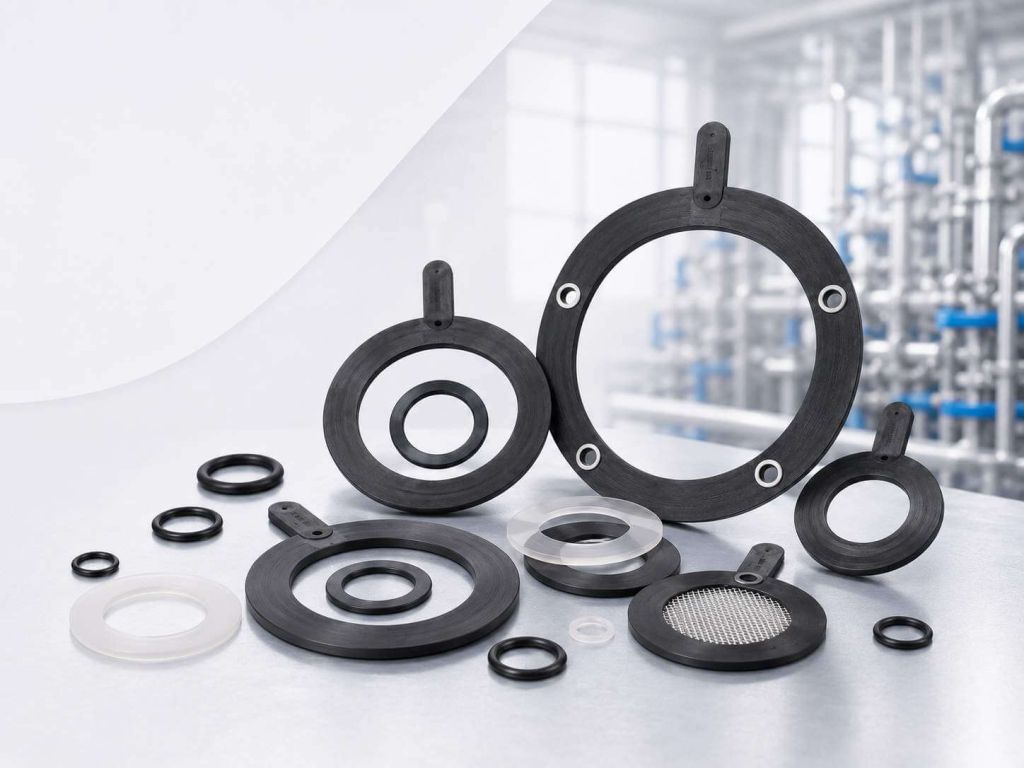 Black vulcanized rubber flange gaskets in several diameters