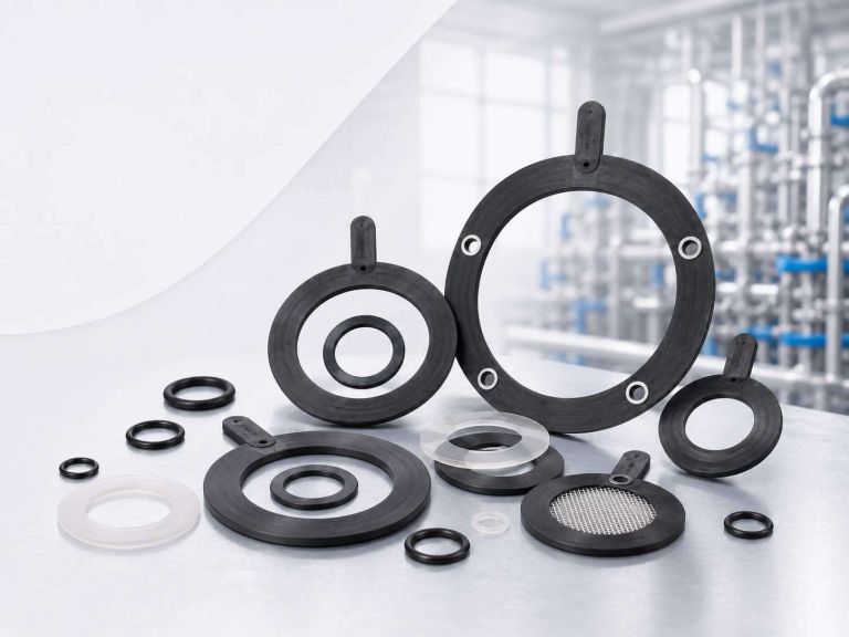 Black vulcanized rubber flange gaskets in several diameters
