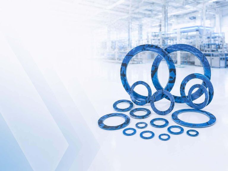 Blue fibre cut gaskets in many diameters