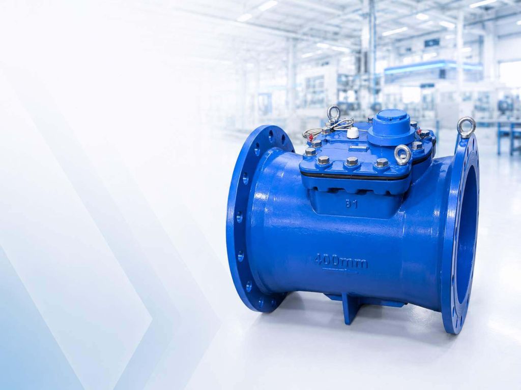 Blue flanged bulk water meter